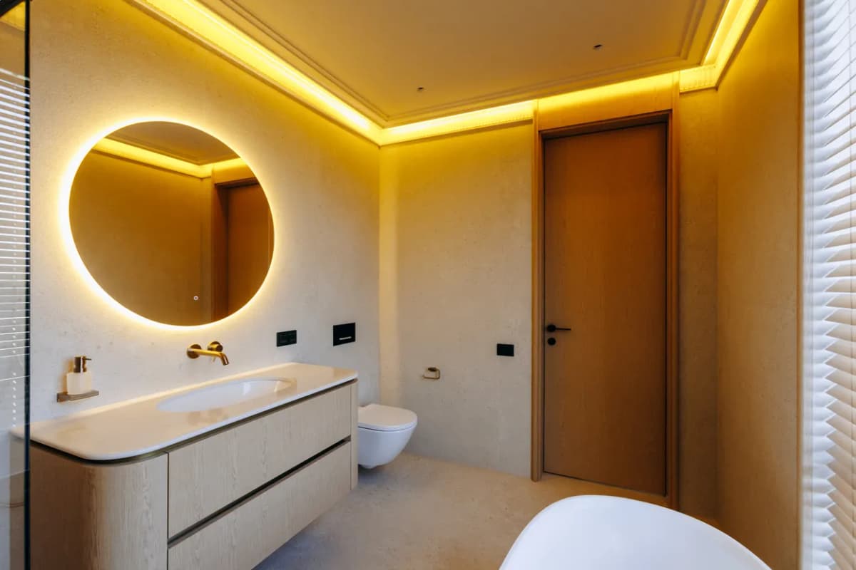 Heated tile floor system installation in bathroom in Ontario